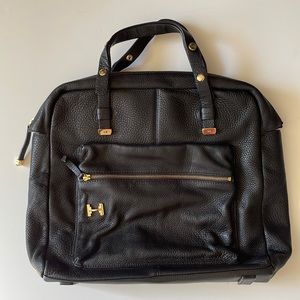 Halston Heritage Black Leather Large Bag Adjustable Straps Like New
